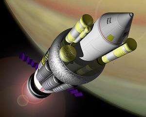 Artist's impression of a 6,000 ton Project Orion manned mission to Saturn